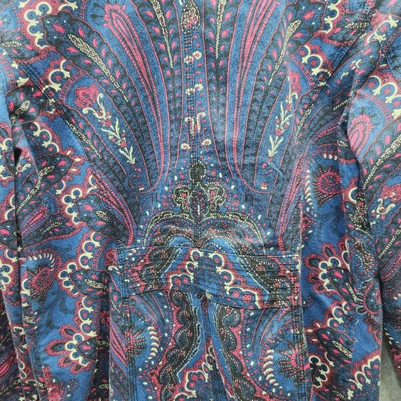 Charter Club Womens Paisley Print Button-Up Jacket M Cotton/Spandex Blue/Red Mac - Picture 6 of 6